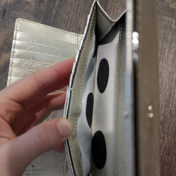 Kate Spade yellow gold threefold wallet with zippered pocket - like new - Picture 5 of 7